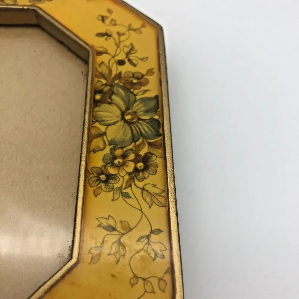 Bucklers NY Enamel Photo Frames Set of 2 Yellow Floral VINTAGE